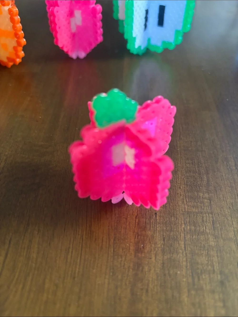 Bright Neon Pink Beaded Strawberry
